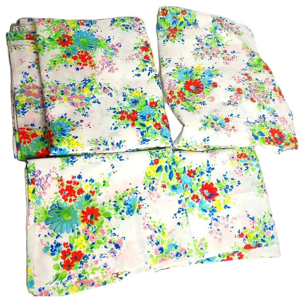 Vintage Wamsutta Ultracale Pacific Floral Sheet Set 54X75 Full Set